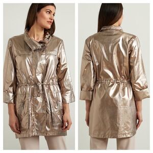 Joseph Ribkoff Foiled Gold Metallic Trench Coat